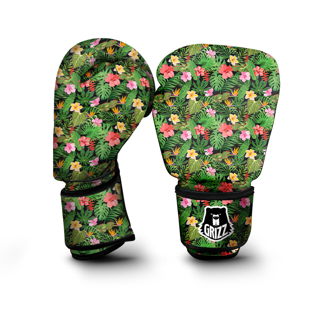 Tropical Aloha Hibiscus Print Pattern Boxing Gloves-grizzshop