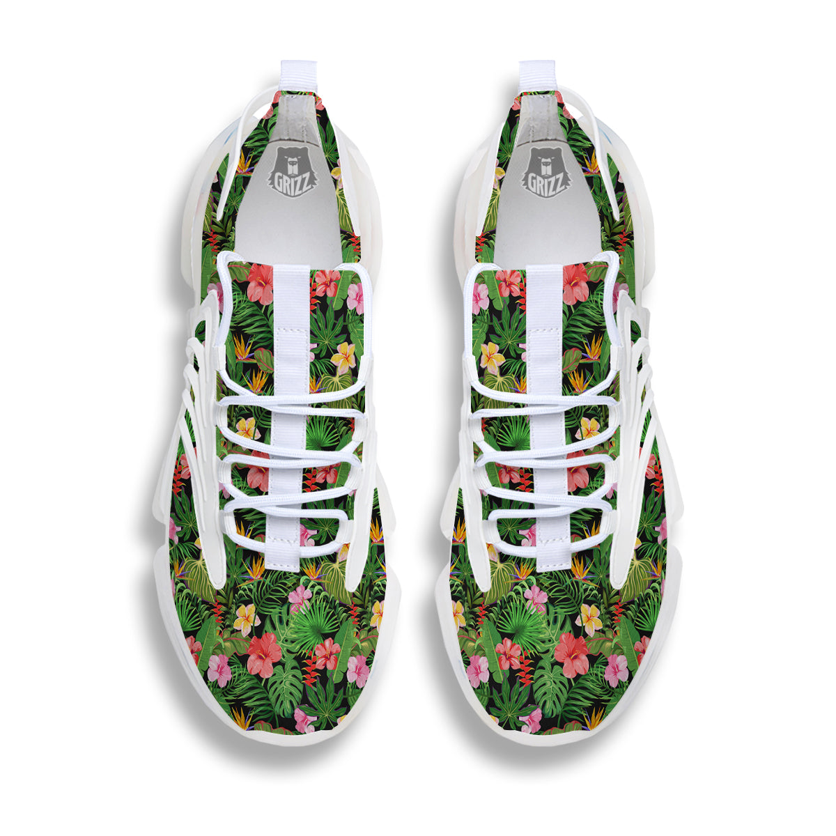 Tropical Aloha Hibiscus Print Pattern White Gym Shoes-grizzshop