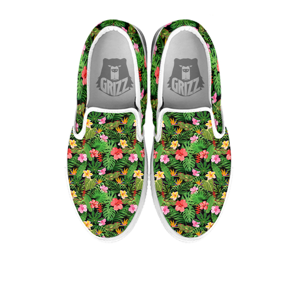 Tropical Aloha Hibiscus Print Pattern White Slip On Shoes-grizzshop