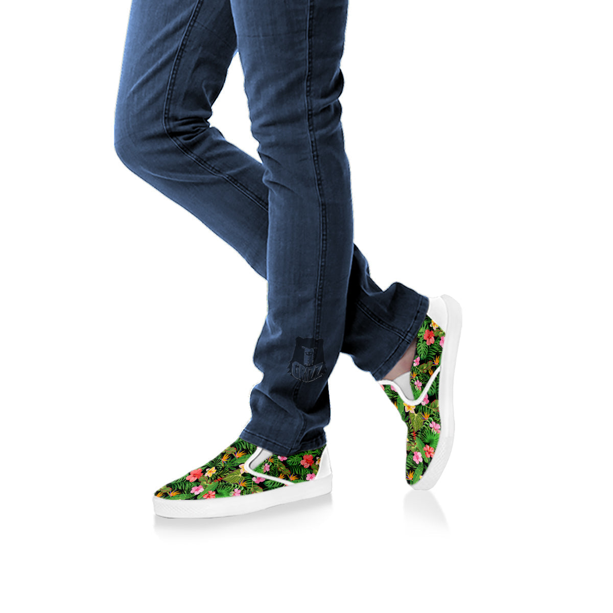 Tropical Aloha Hibiscus Print Pattern White Slip On Shoes-grizzshop
