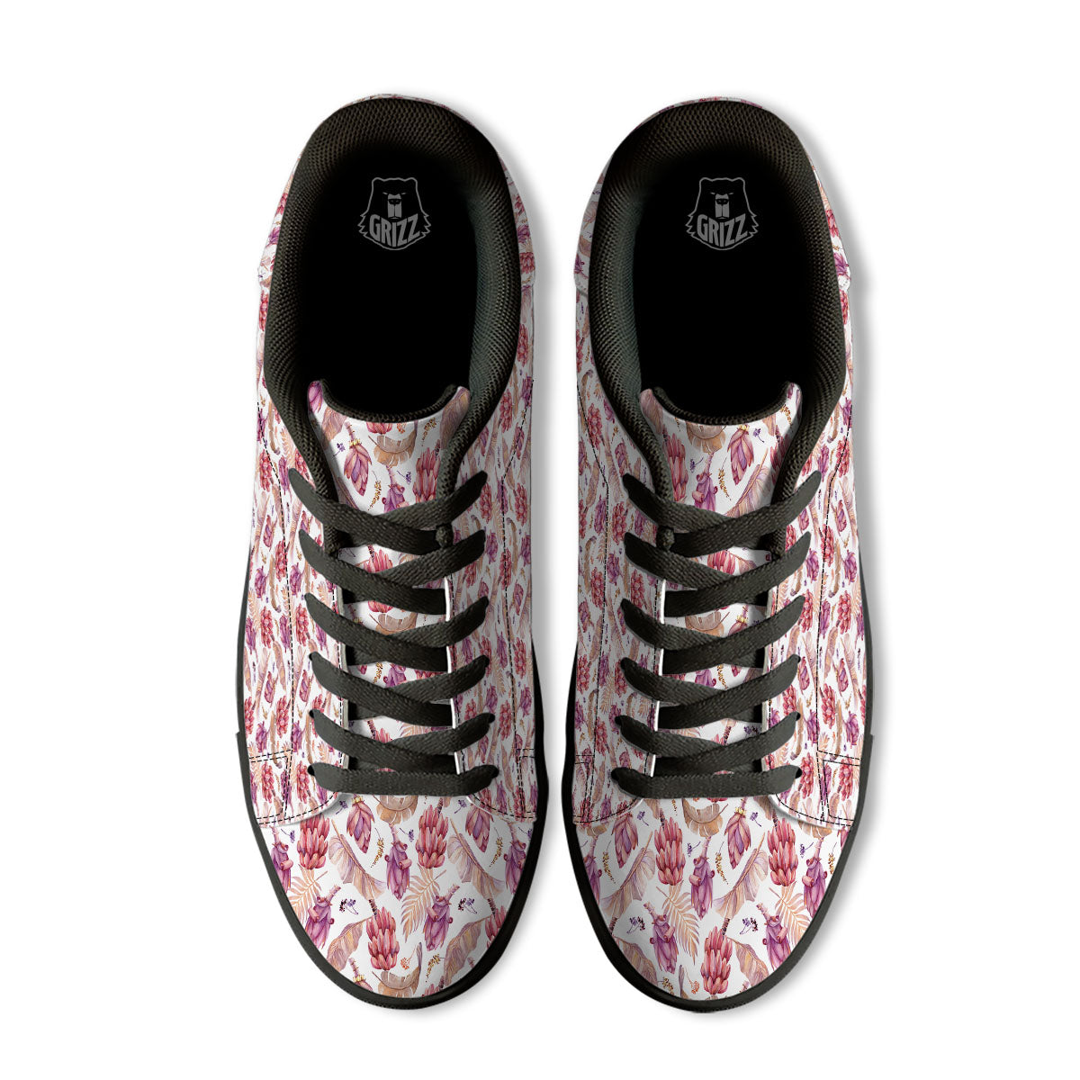 Tropical Banana Pink Print Pattern Black Low Top Sneakers-grizzshop
