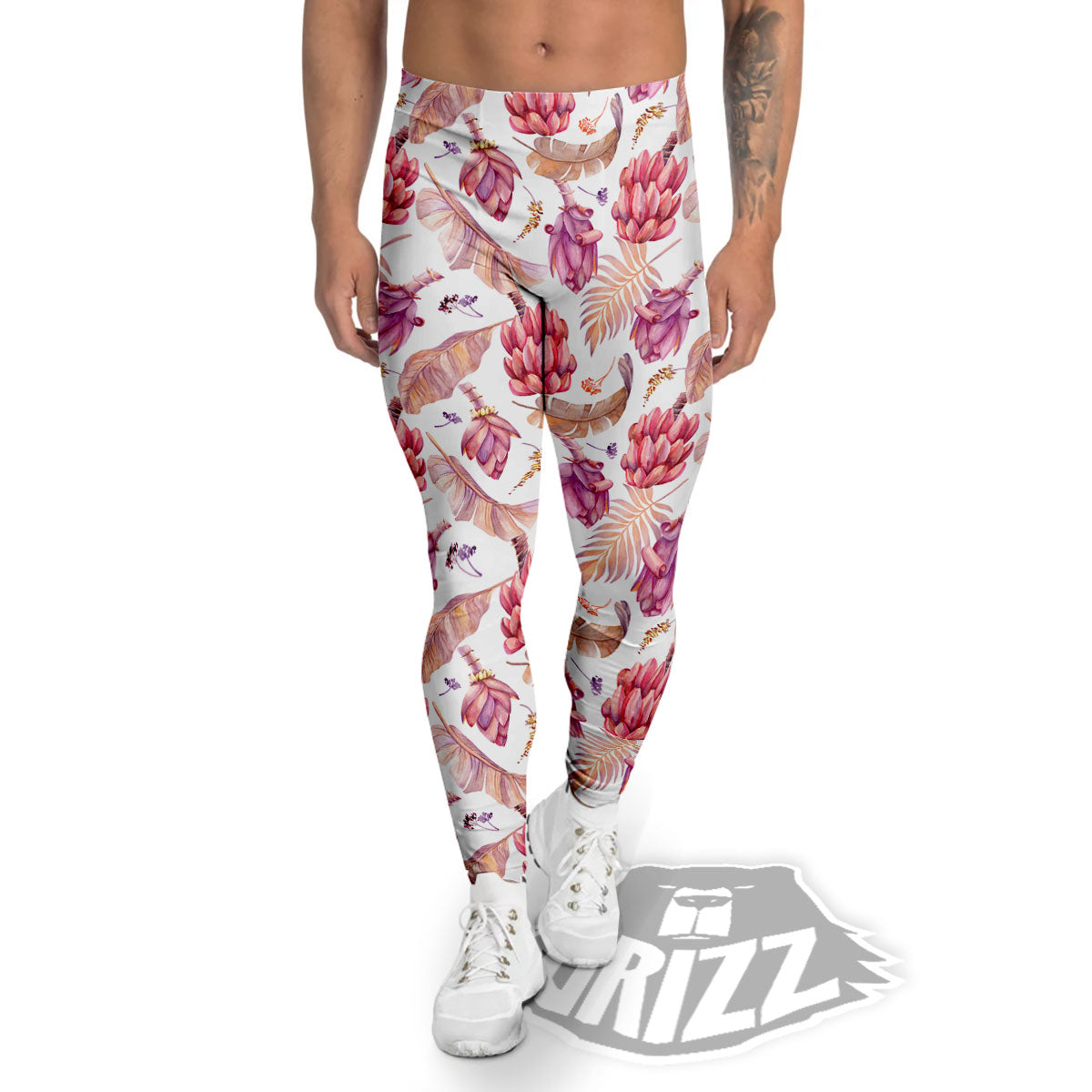 Tropical Banana Pink Print Pattern Men's Leggings-grizzshop