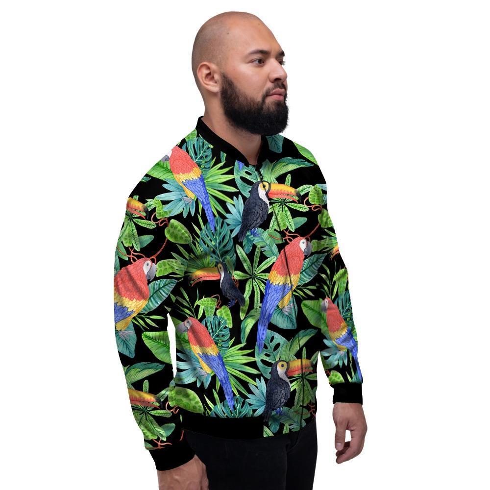 Tropical Bird Hawaiian Print Men's Bomber Jacket-grizzshop