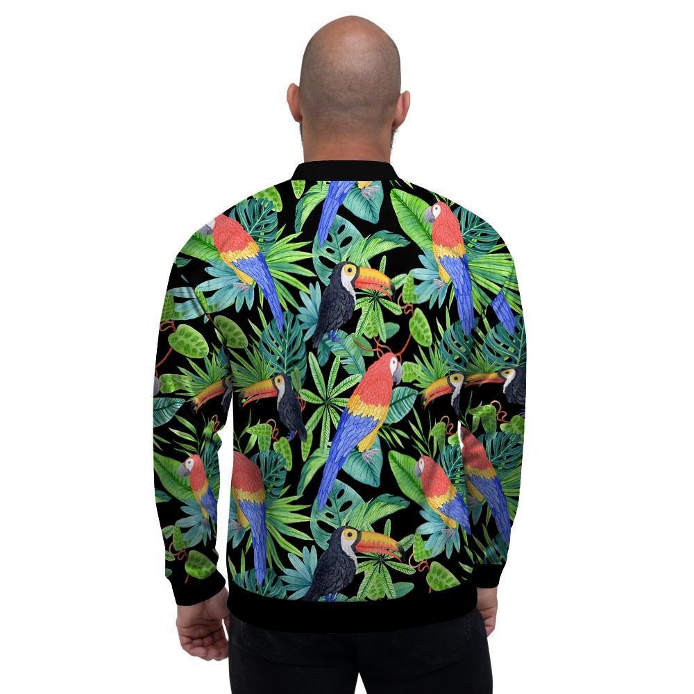 Tropical Bird Hawaiian Print Men's Bomber Jacket-grizzshop