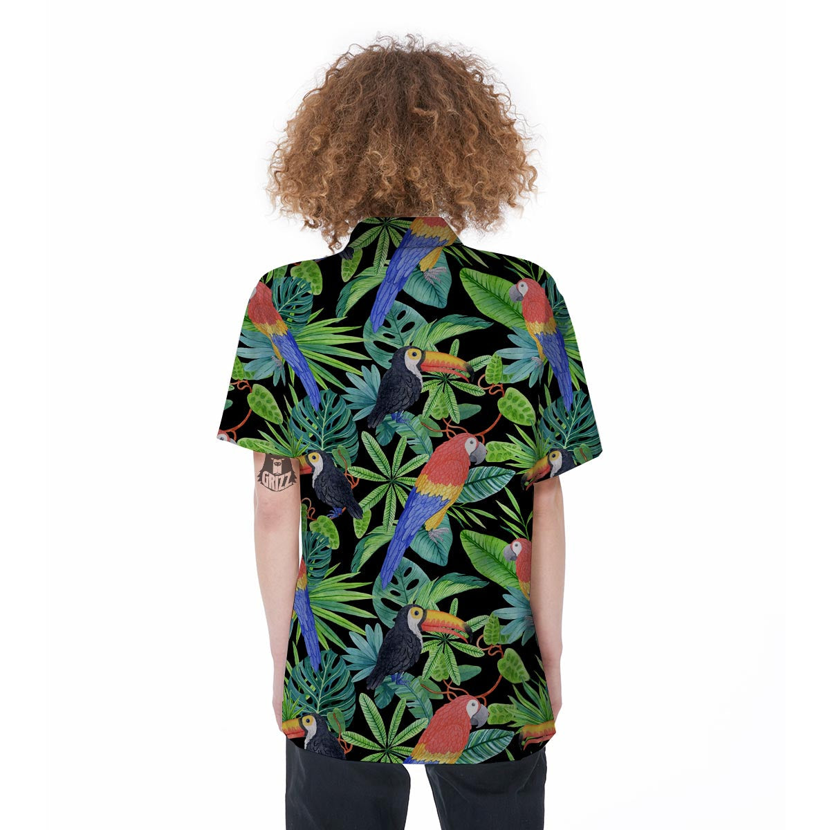 Tropical Bird Hawaiian Print Women's Short Sleeve Shirts-grizzshop