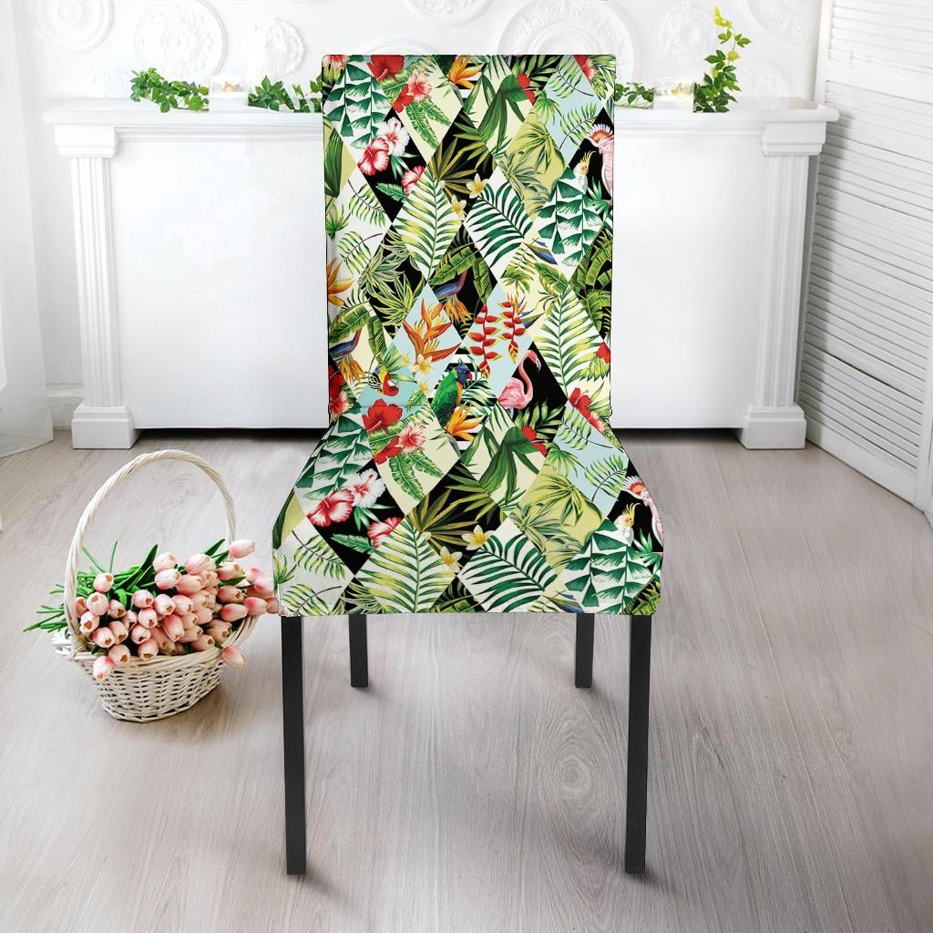 Tropical Bird Patchwork Print Chair Cover-grizzshop