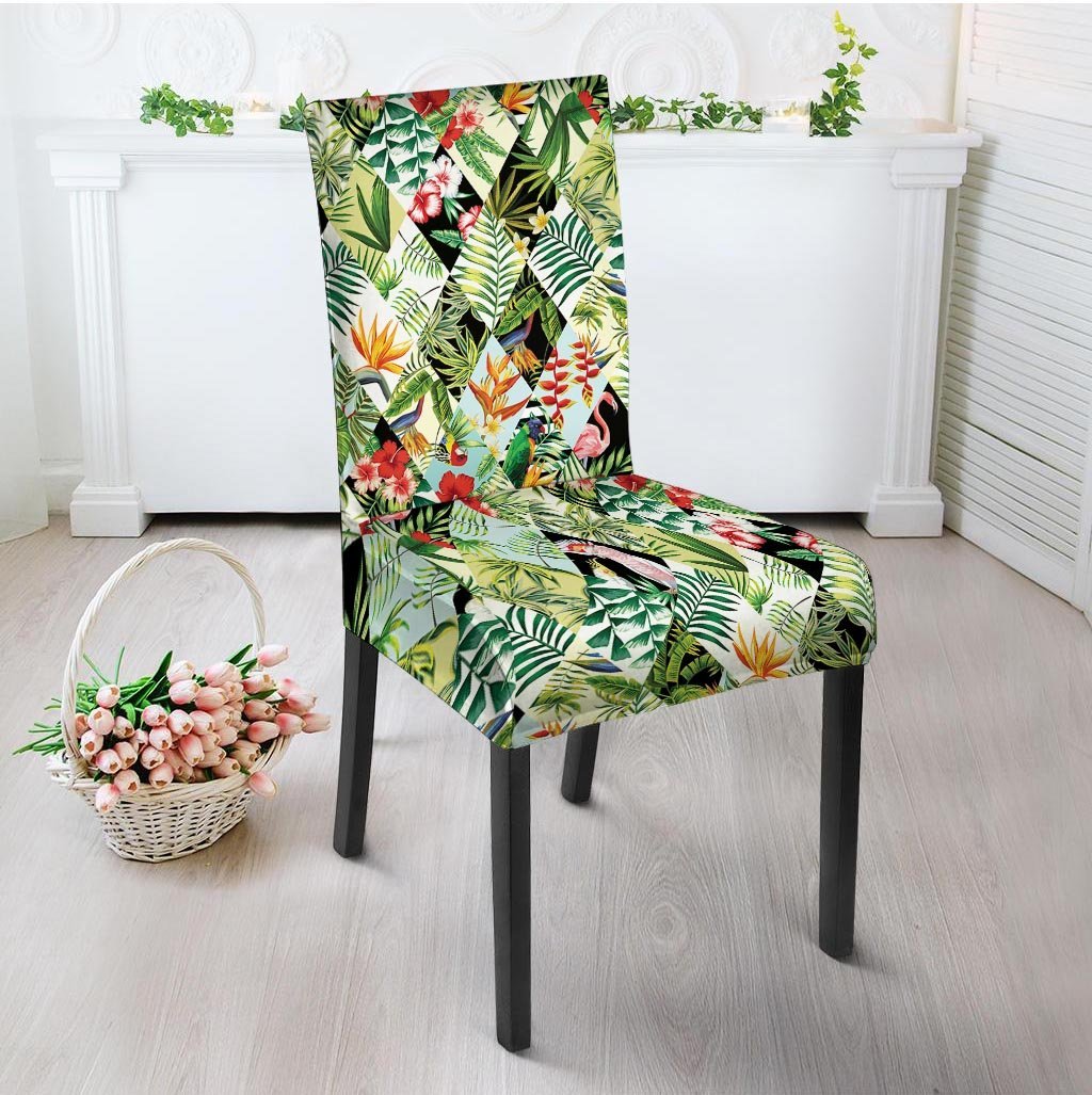Tropical Bird Patchwork Print Chair Cover-grizzshop