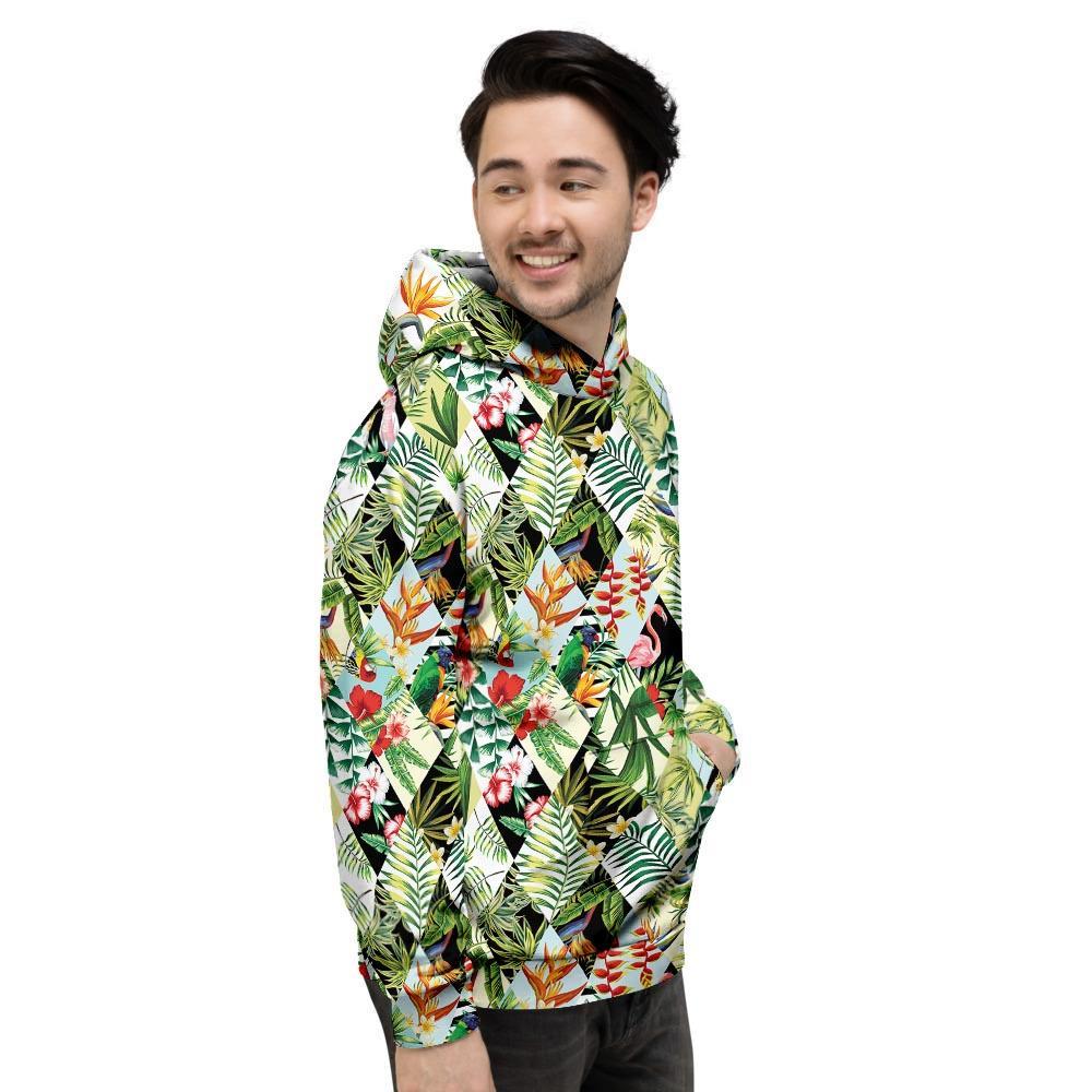Tropical Bird Patchwork Print Men's Hoodie-grizzshop