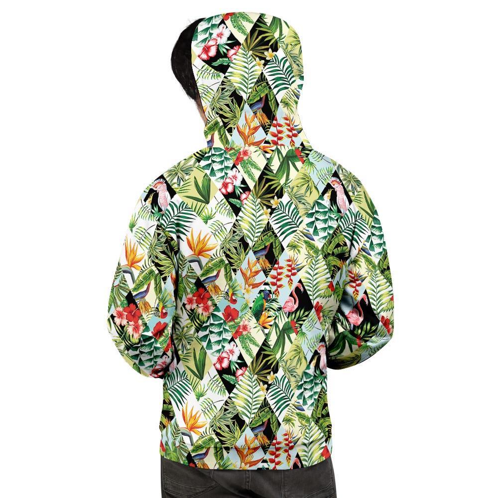 Tropical Bird Patchwork Print Men's Hoodie-grizzshop