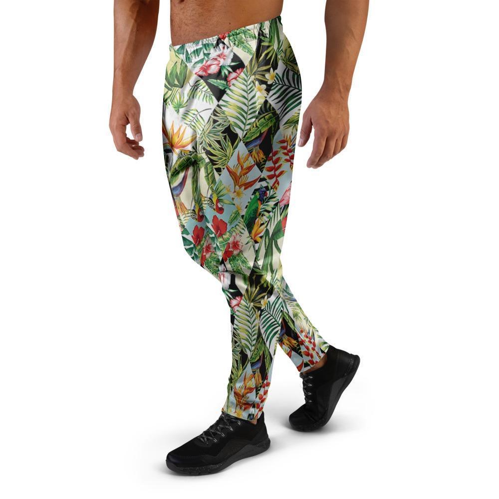 Tropical Bird Patchwork Print Men's Joggers-grizzshop