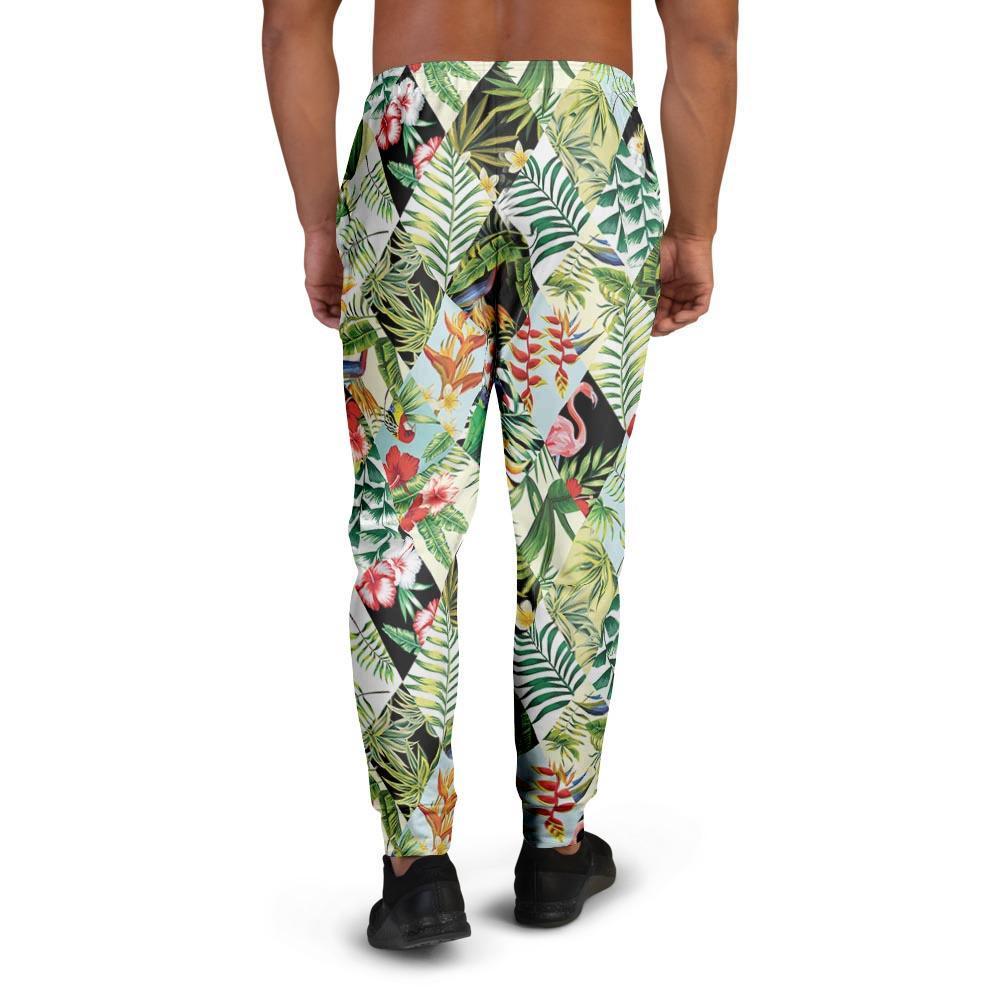 Tropical Bird Patchwork Print Men's Joggers-grizzshop