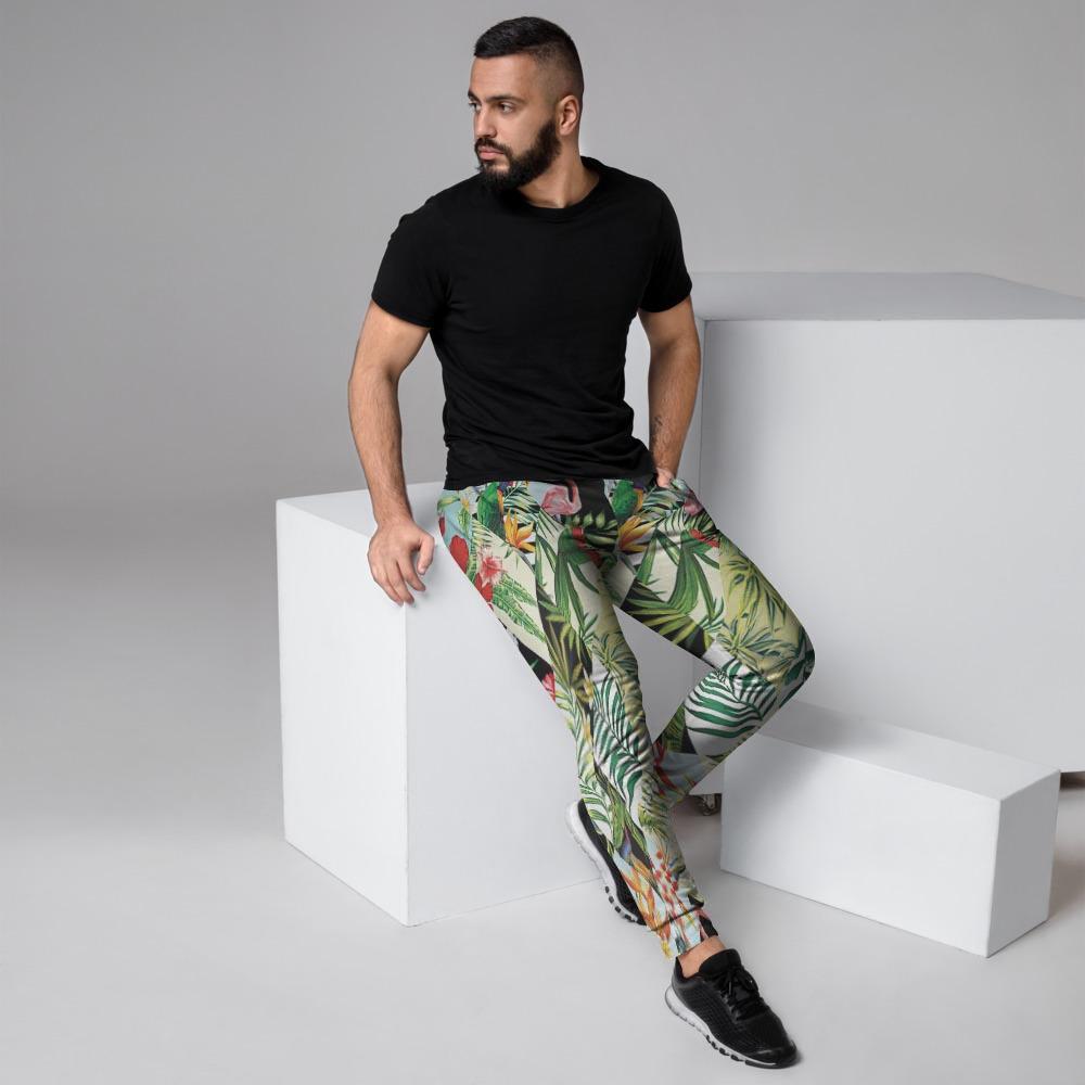 Tropical Bird Patchwork Print Men's Joggers-grizzshop