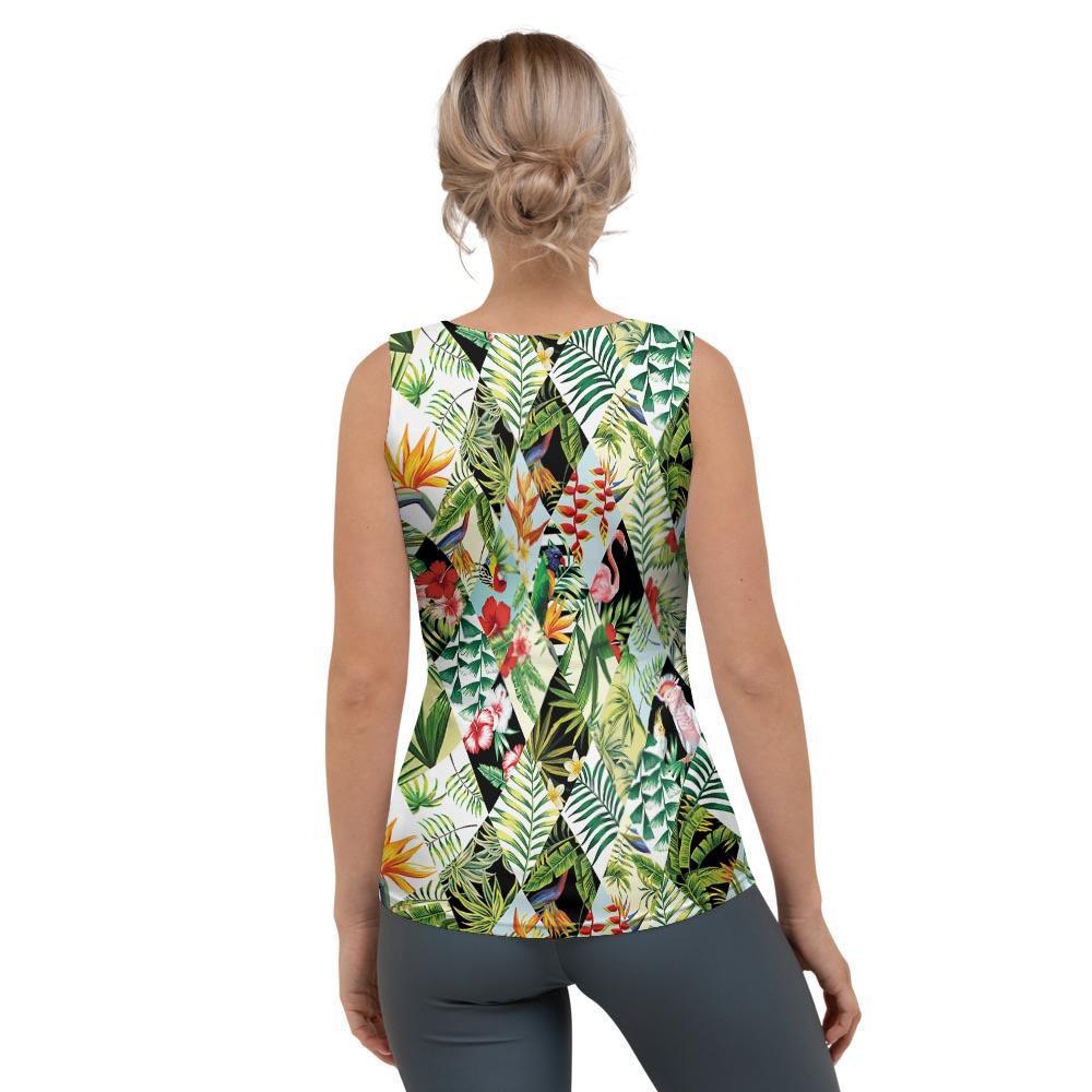 Tropical Bird Patchwork Print Women's Tank Top-grizzshop