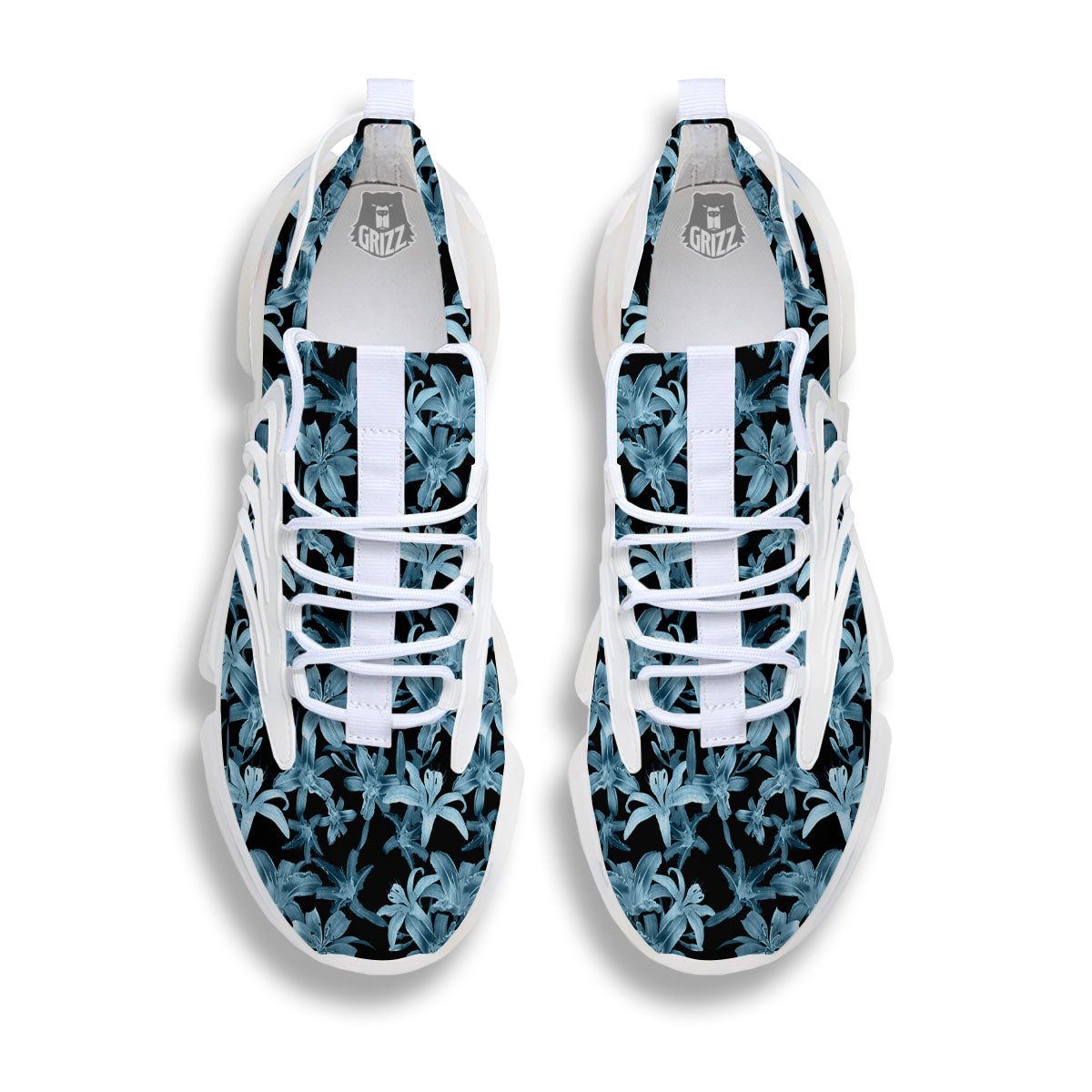 Tropical Blossom Blue Print Pattern White Gym Shoes-grizzshop