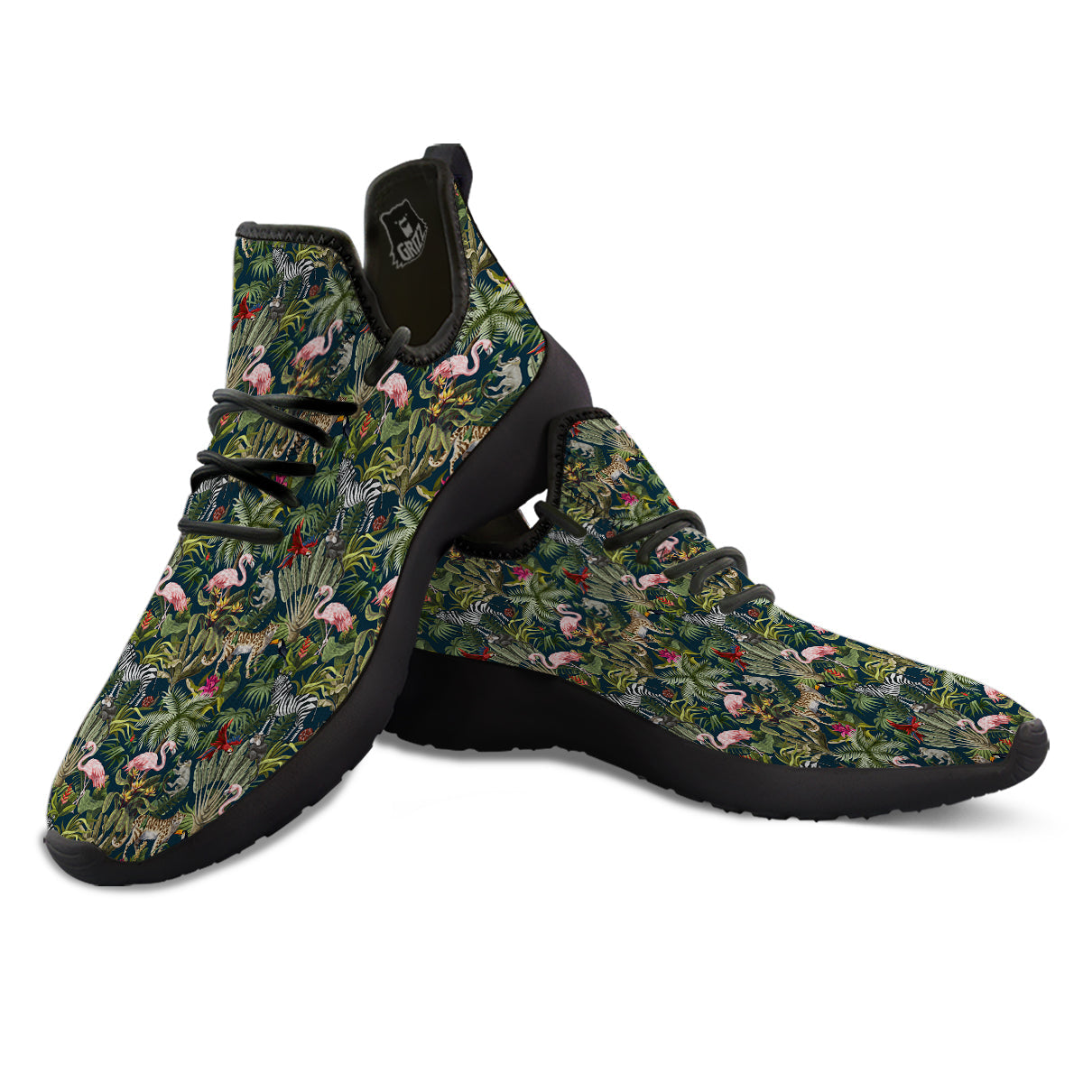Tropical Cartoon Print Pattern Black Athletic Shoes-grizzshop