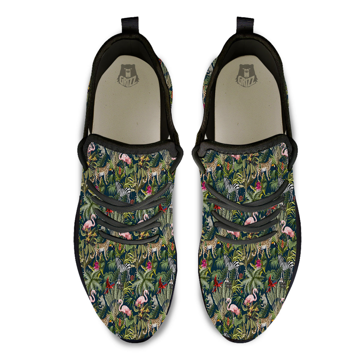 Tropical Cartoon Print Pattern Black Athletic Shoes-grizzshop