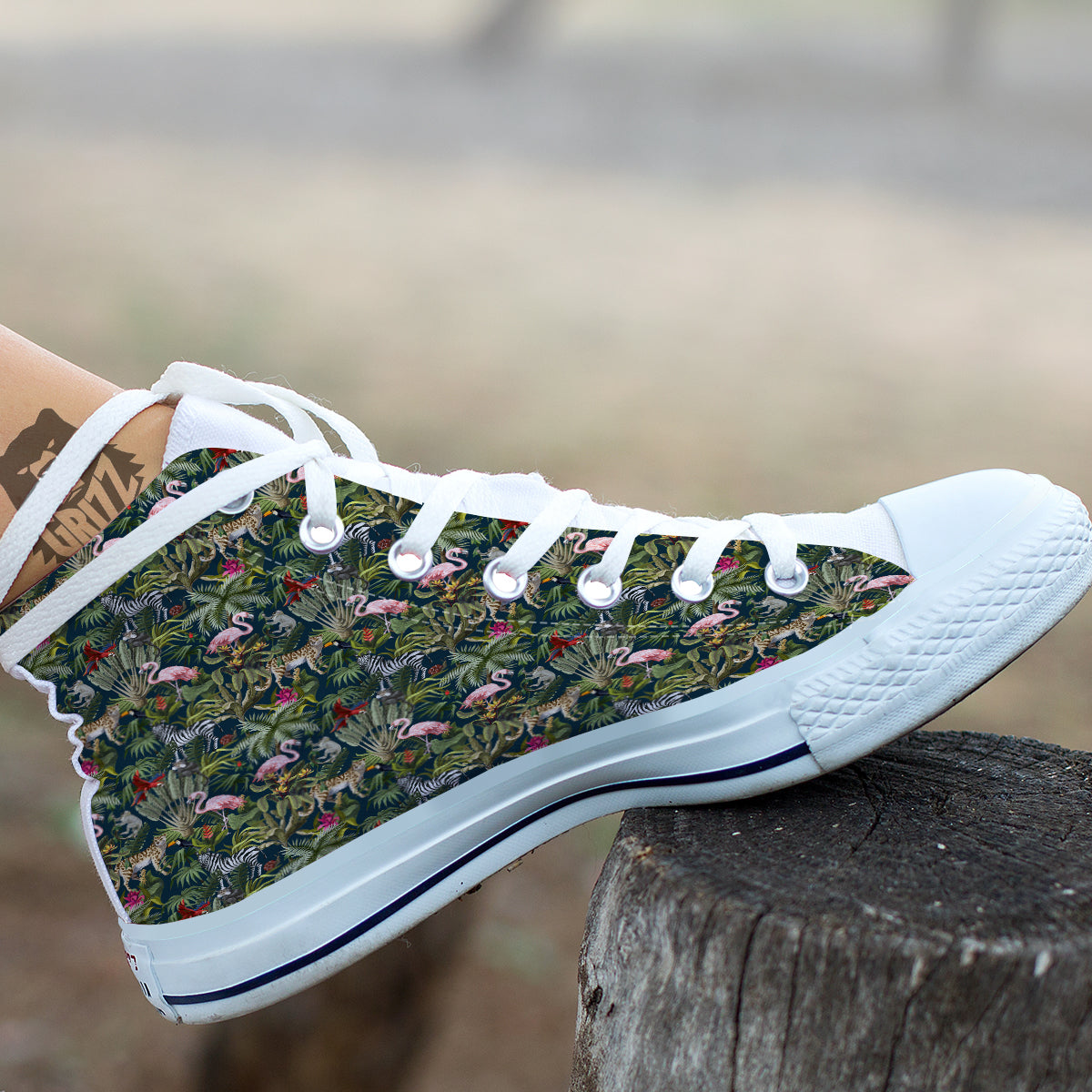 Tropical Cartoon Print Pattern White High Top Shoes-grizzshop