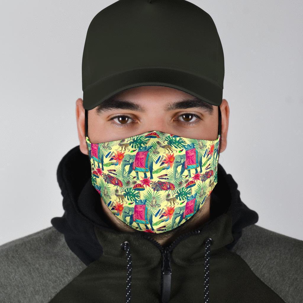Tropical Elephant Print Face Mask-grizzshop