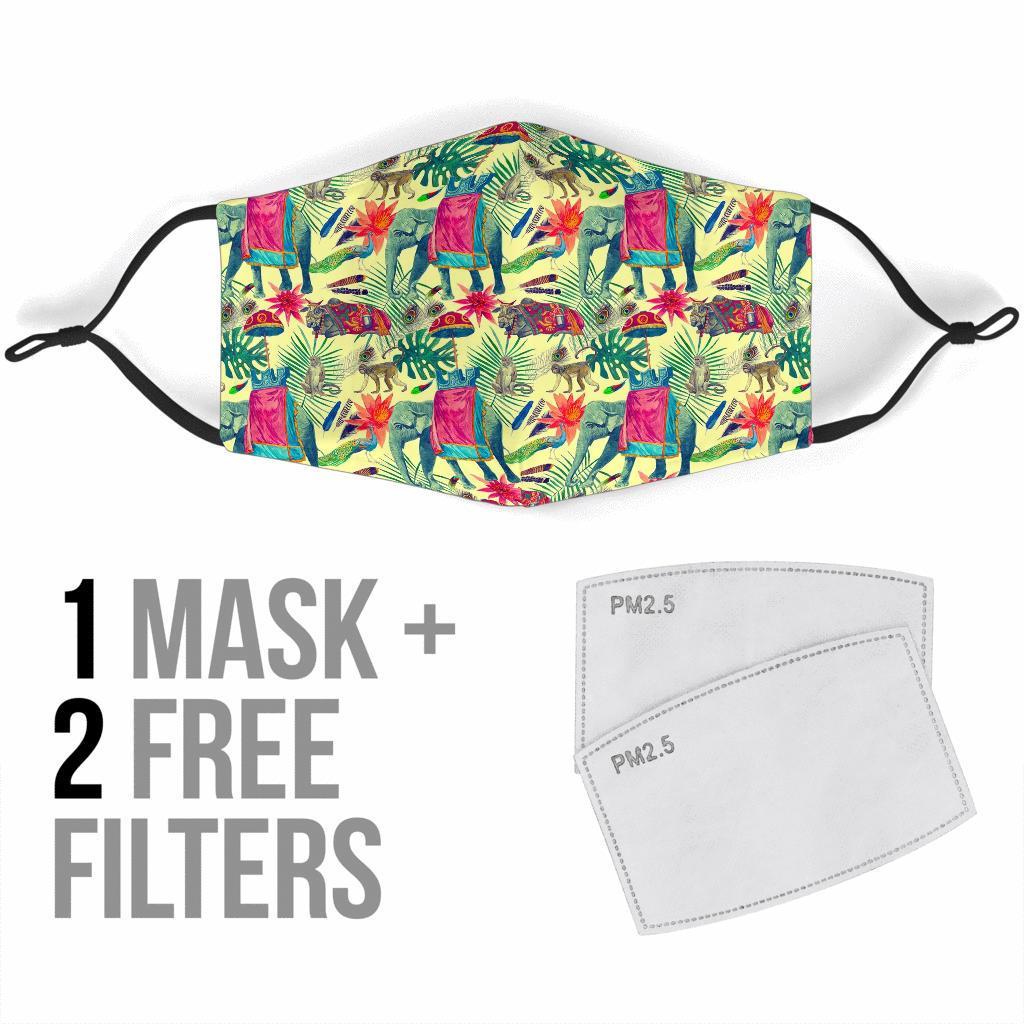 Tropical Elephant Print Face Mask-grizzshop