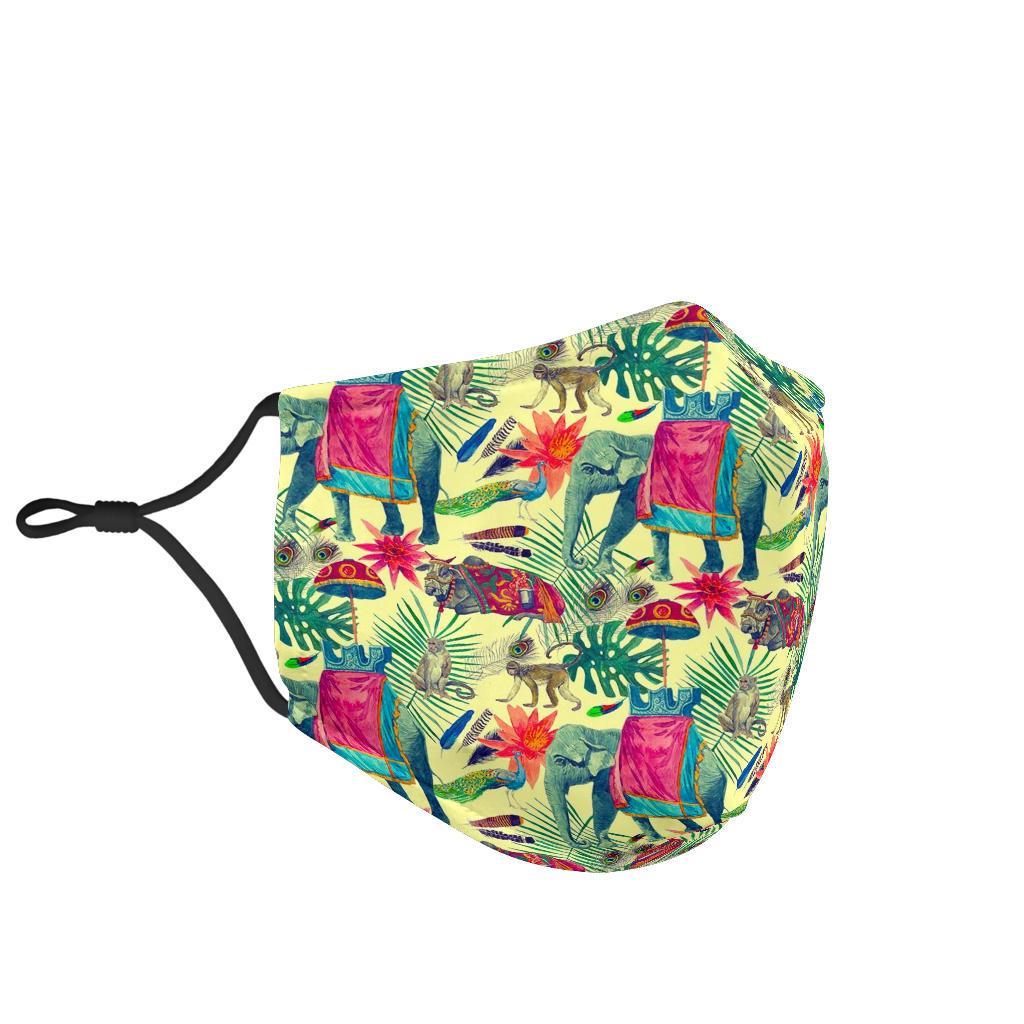 Tropical Elephant Print Face Mask-grizzshop