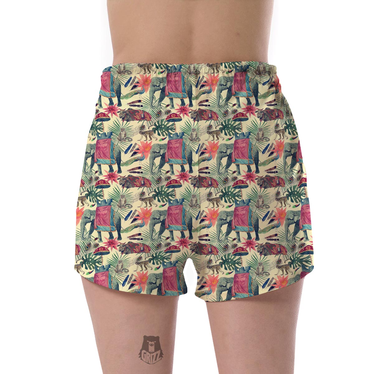 Tropical Elephant Print Women's Shorts-grizzshop