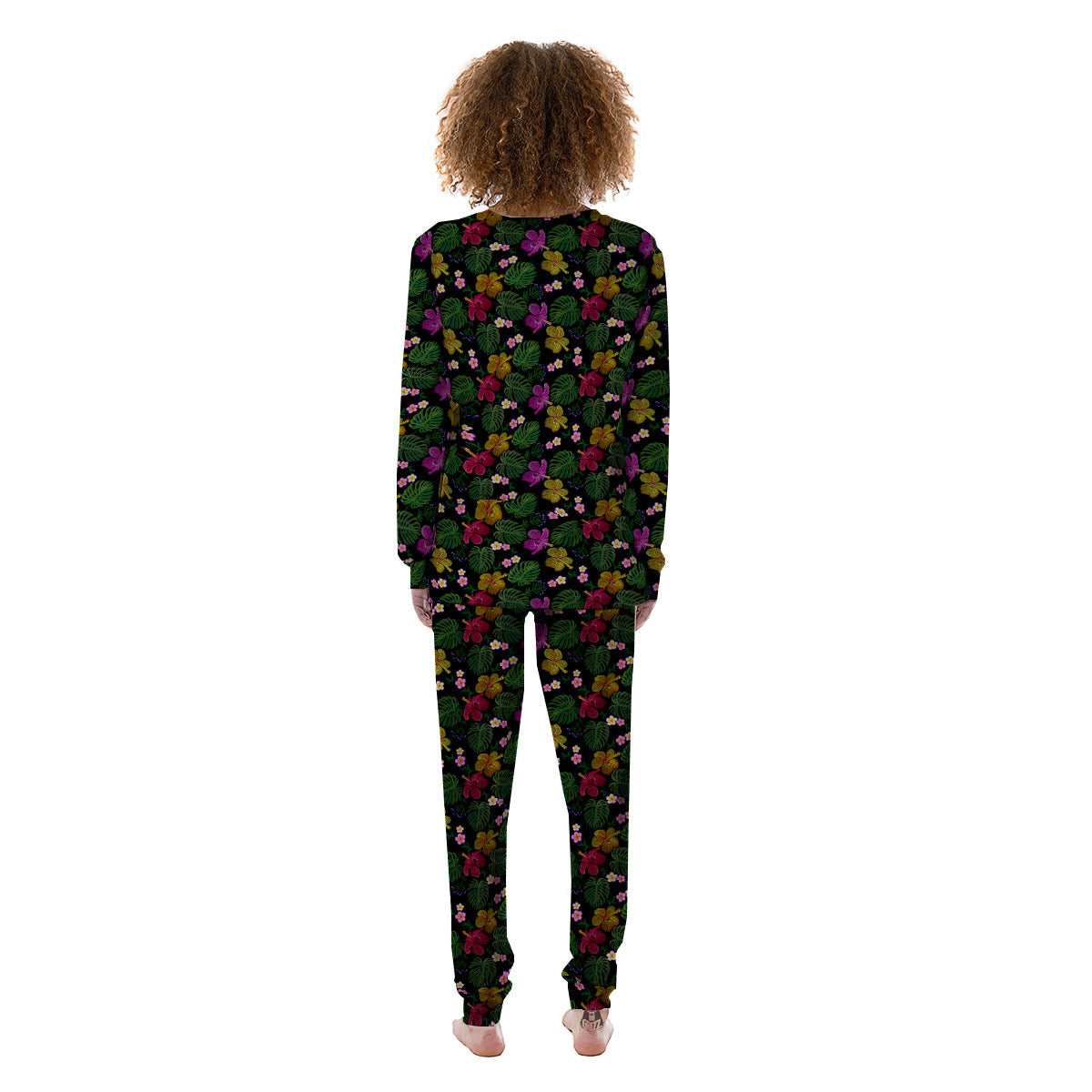 Tropical Embroidery Print Pattern Women's Pajamas-grizzshop