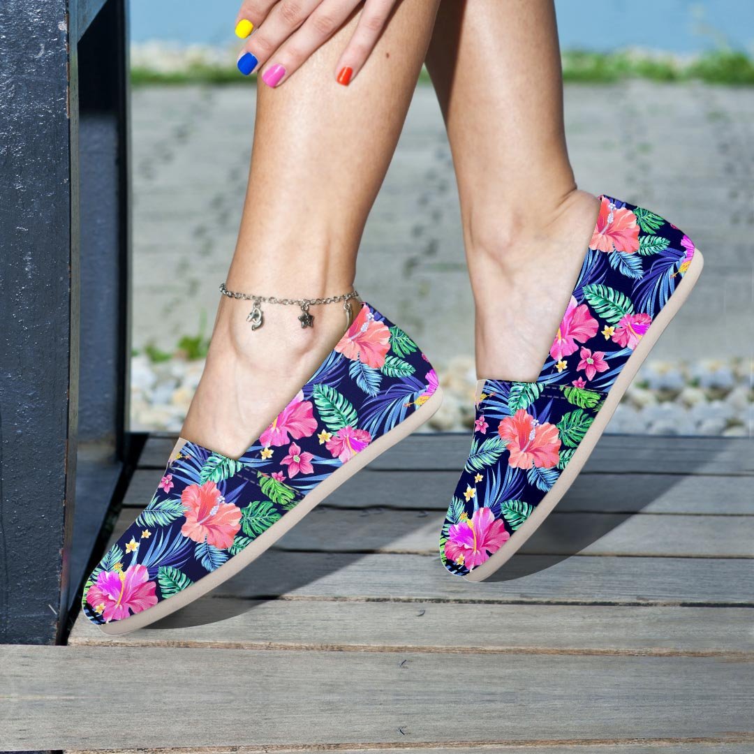 Tropical Exotic Flowers Hibiscus Hawaiian Print Canvas Shoes-grizzshop