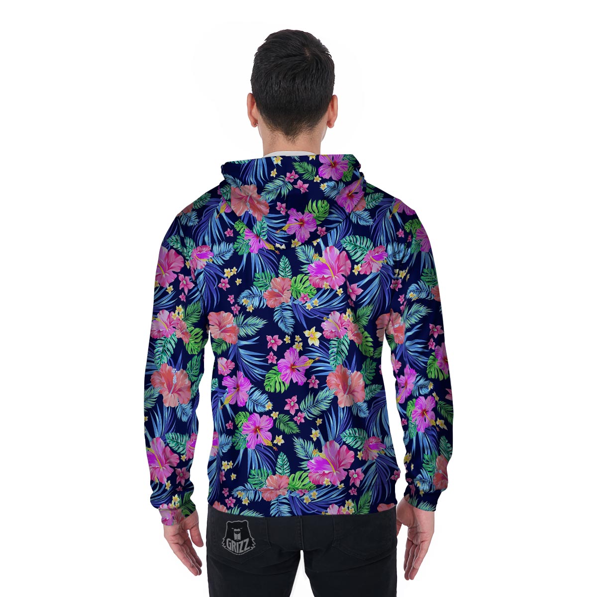 Tropical Exotic Flowers Hibiscus Hawaiian Print Men's Zip Up Hoodie-grizzshop