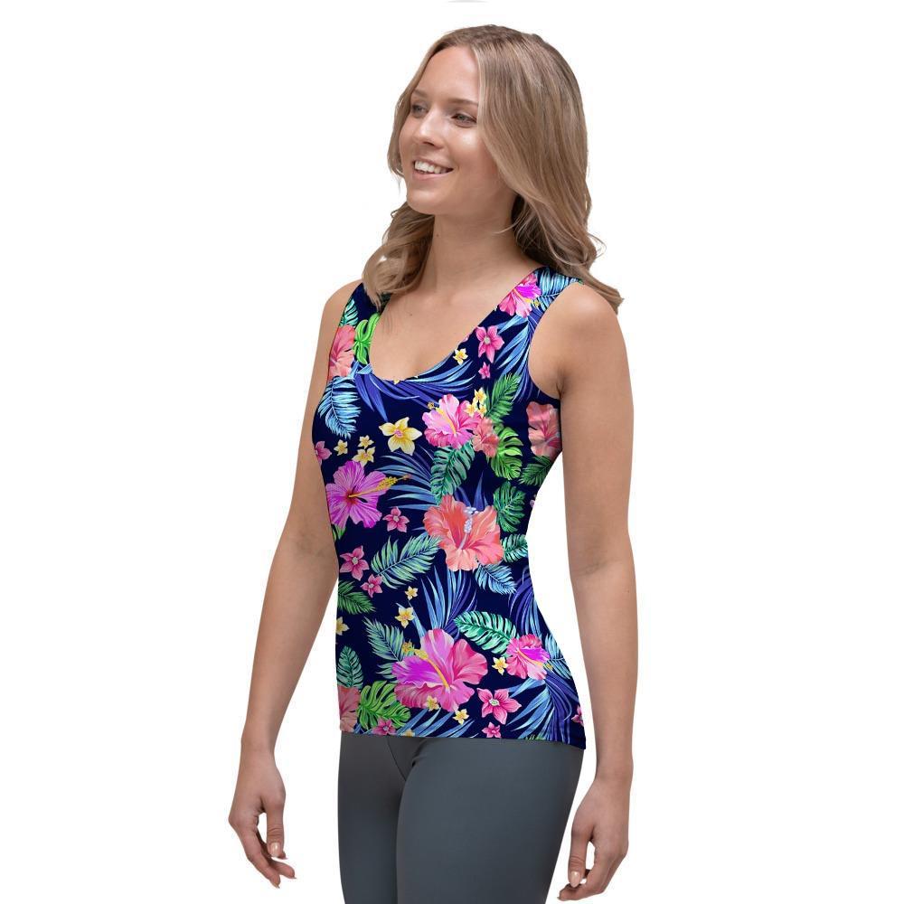 Tropical Exotic Flowers Hibiscus Hawaiian Print Women's Tank Top-grizzshop