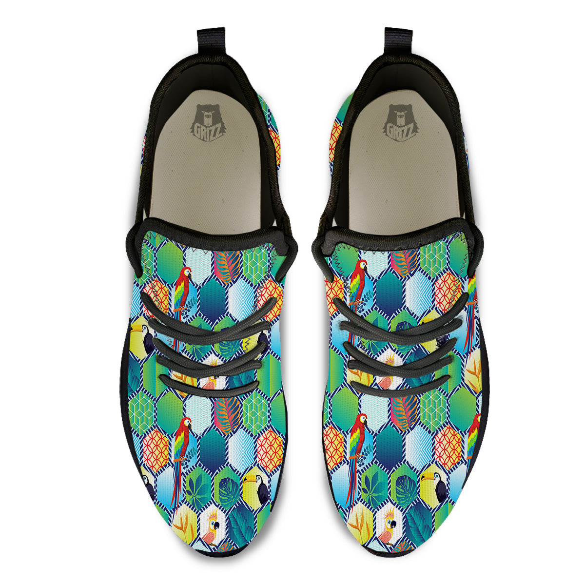 Tropical Exotic Hawaii Art Print Pattern Black Athletic Shoes-grizzshop