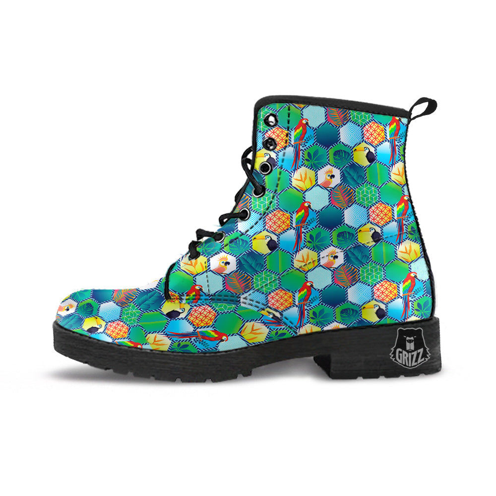 Tropical Exotic Hawaii Art Print Pattern Leather Boots-grizzshop