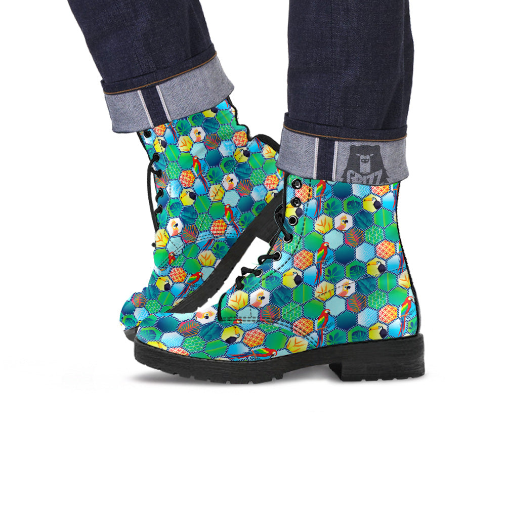 Tropical Exotic Hawaii Art Print Pattern Leather Boots-grizzshop