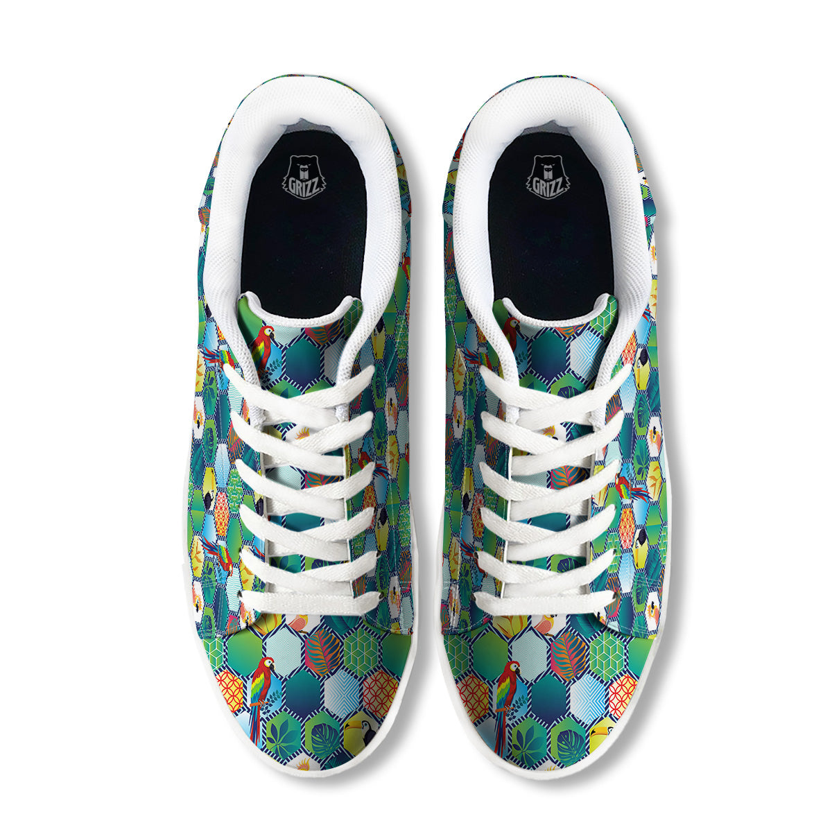 Tropical Exotic Hawaii Art Print Pattern White Low Top Sneakers-grizzshop