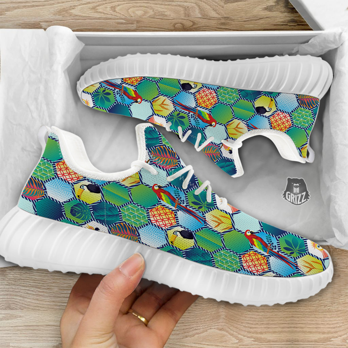 Tropical Exotic Hawaii Art Print Pattern White Walking Shoes-grizzshop