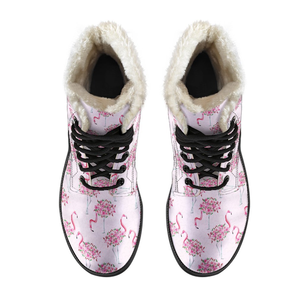 Tropical Flamingo Hawaiian Floral Pattern Print Comfy Winter Boots-grizzshop