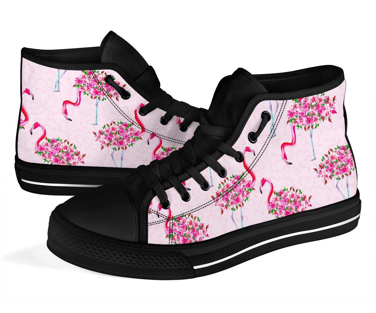 Tropical Flamingo Hawaiian Floral Pattern Print Men Women's High Top Shoes-grizzshop