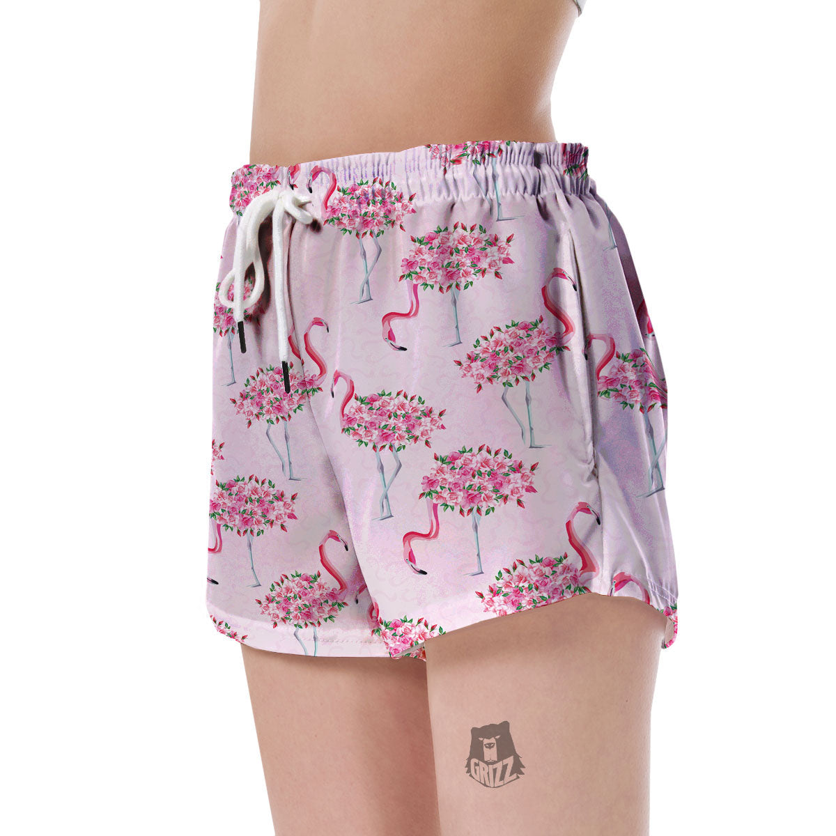 Tropical Flamingo Hawaiian Floral Pattern Print Women's Shorts-grizzshop