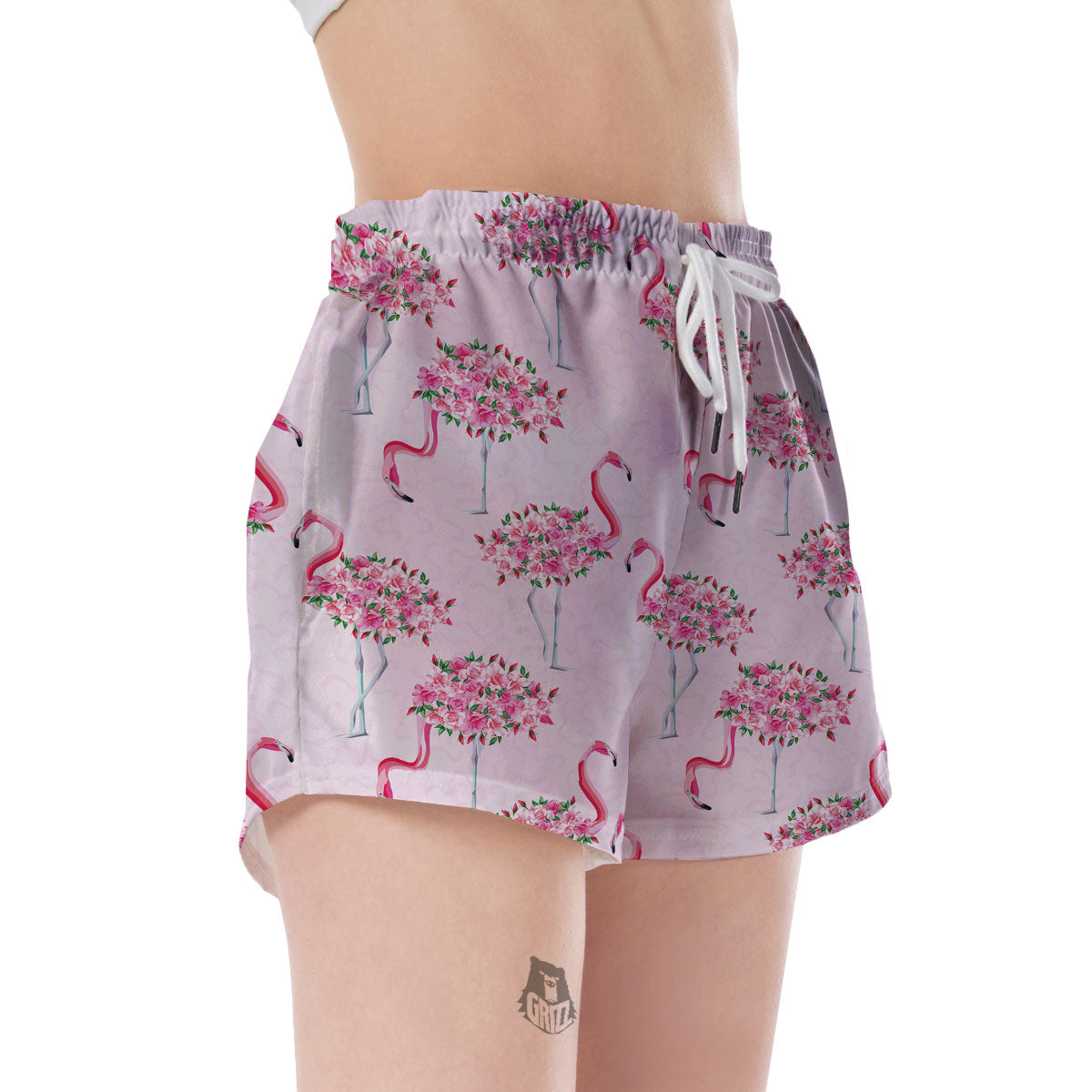 Tropical Flamingo Hawaiian Floral Pattern Print Women's Shorts-grizzshop