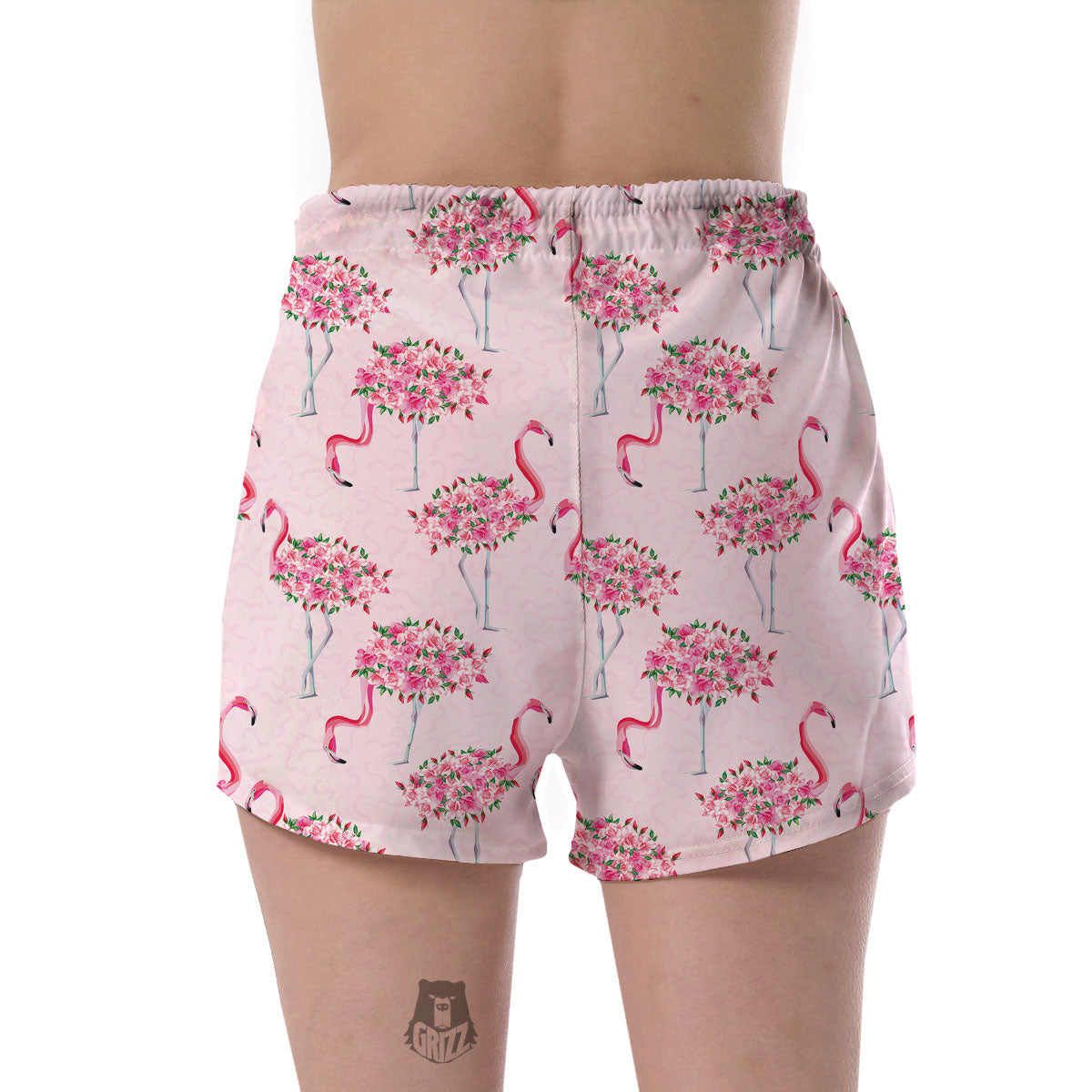 Tropical Flamingo Hawaiian Floral Pattern Print Women's Shorts-grizzshop