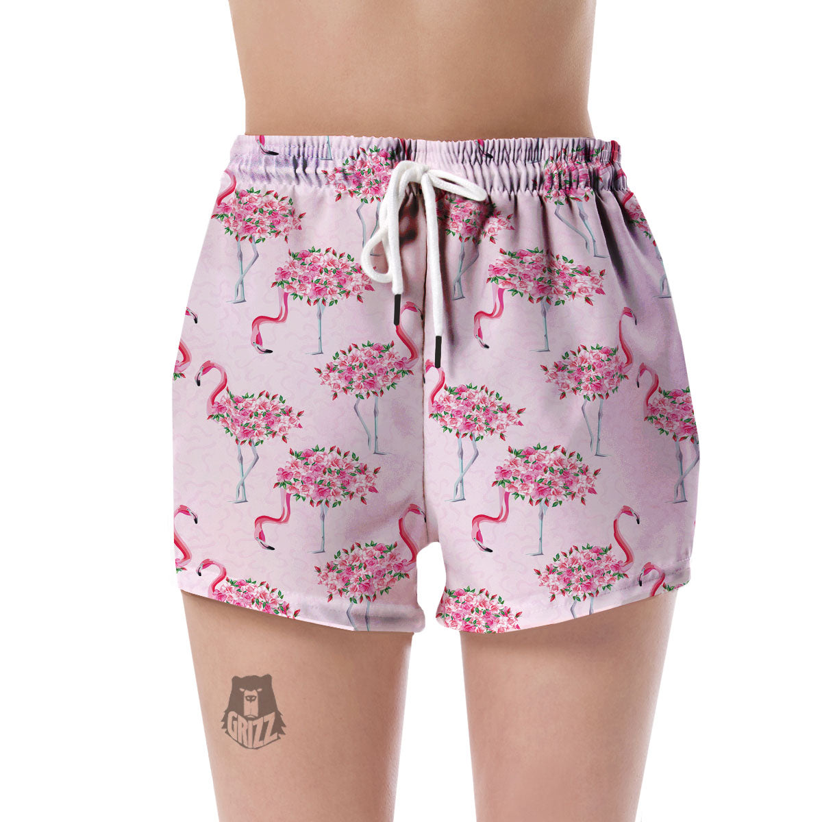 Tropical Flamingo Hawaiian Floral Pattern Print Women's Shorts-grizzshop
