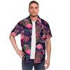 Tropical Flamingo Hawaiian Print Men's Short Sleeve Shirt-grizzshop