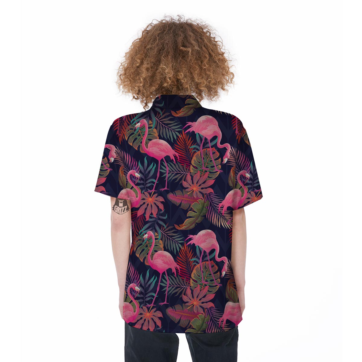 Tropical Flamingo Hawaiian Print Women's Short Sleeve Shirts-grizzshop
