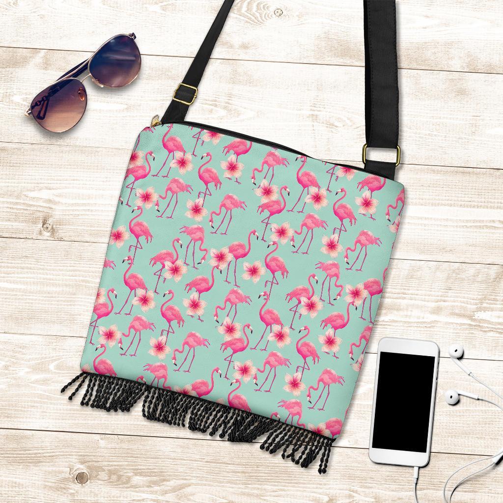 Tropical Flamingo Hibiscus Hawaiian Floral Pattern Print Crossbody Bags-grizzshop