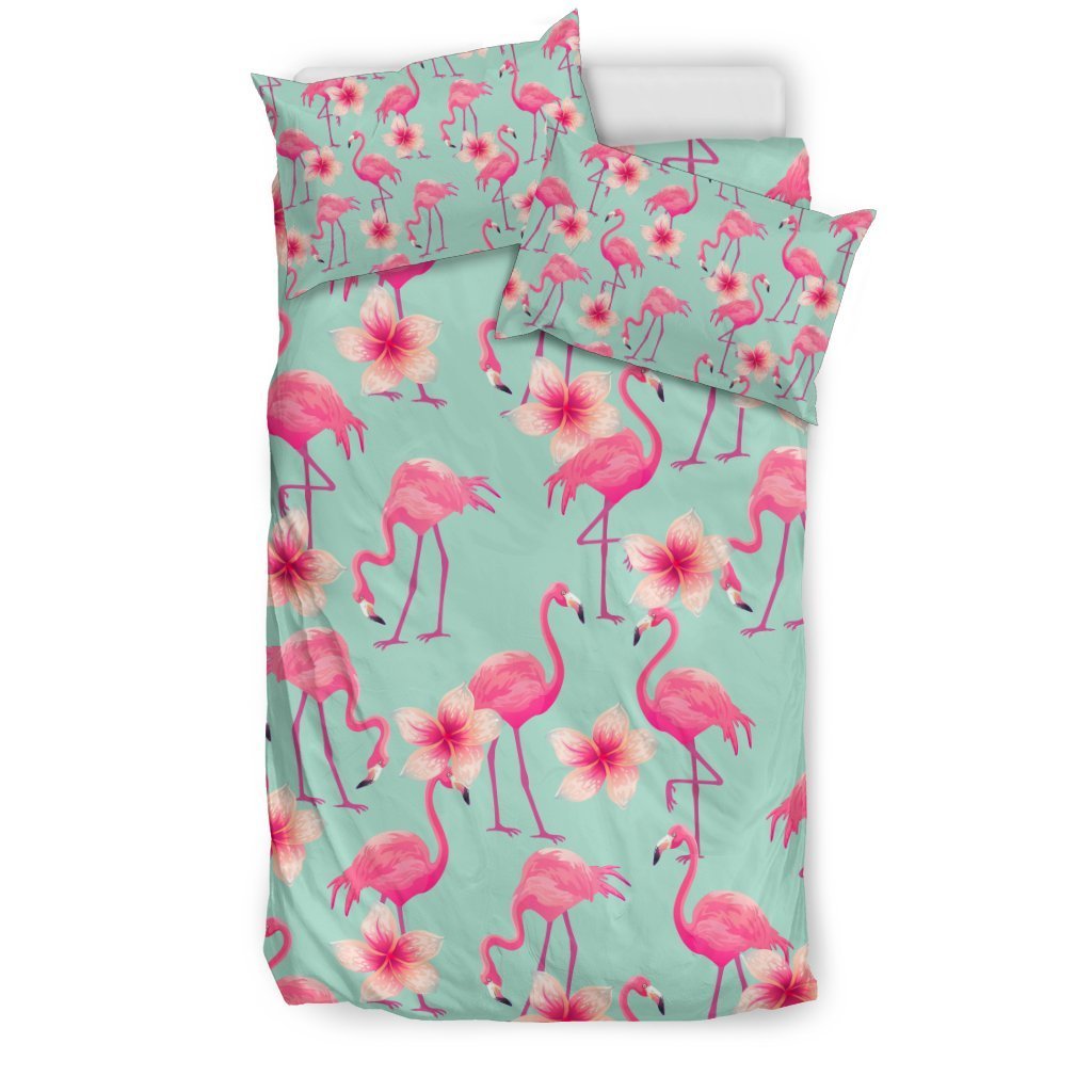 Tropical Flamingo Hibiscus Hawaiian Floral Pattern Print Duvet Cover Bedding Set-grizzshop