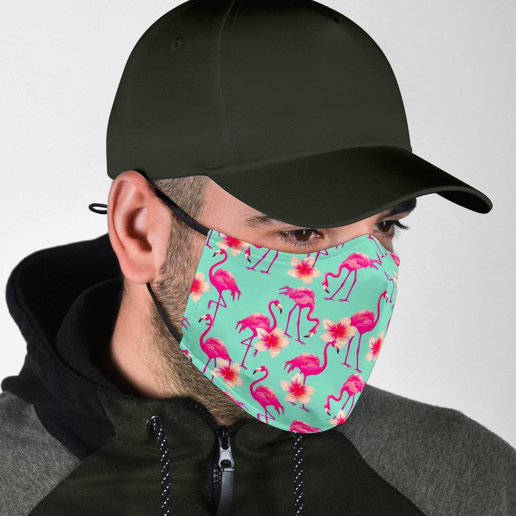 Tropical Flamingo Hibiscus Hawaiian Floral Pattern Print Face Mask-grizzshop