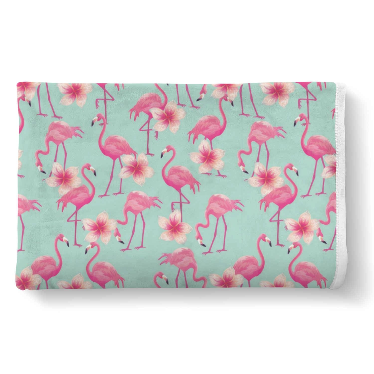 Tropical Flamingo Hibiscus Hawaiian Floral Pattern Print Throw Blanket-grizzshop
