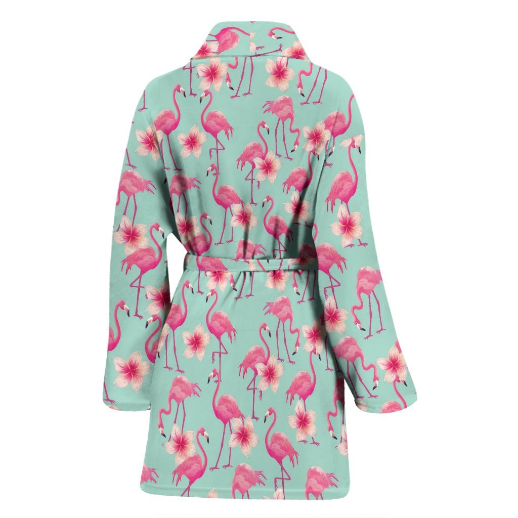 Tropical Flamingo Hibiscus Hawaiian Floral Pattern Print Women Long Robe-grizzshop