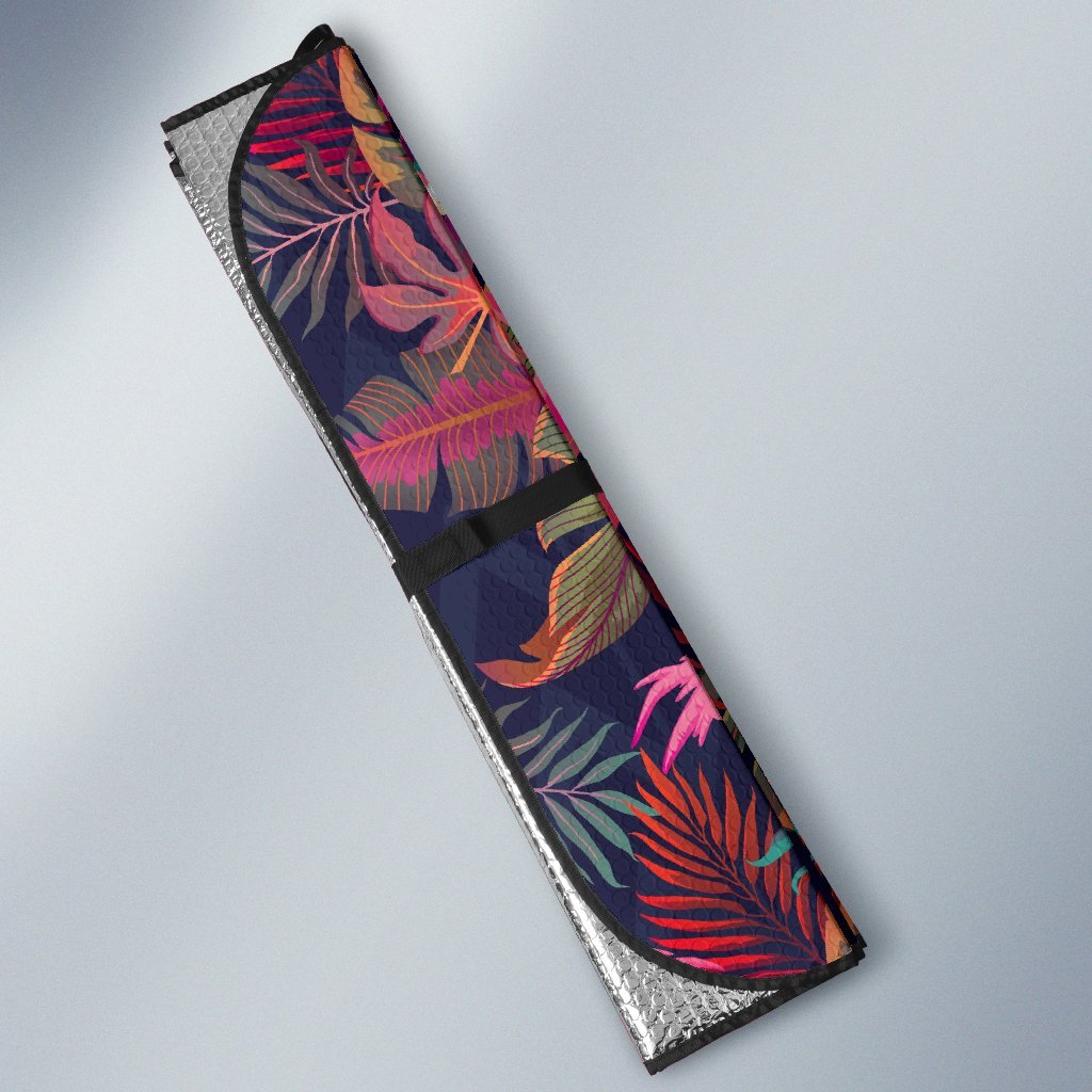 Tropical Flamingo Palm Leaves Hawaiian Floral Pattern Print Car Sun Shade-grizzshop