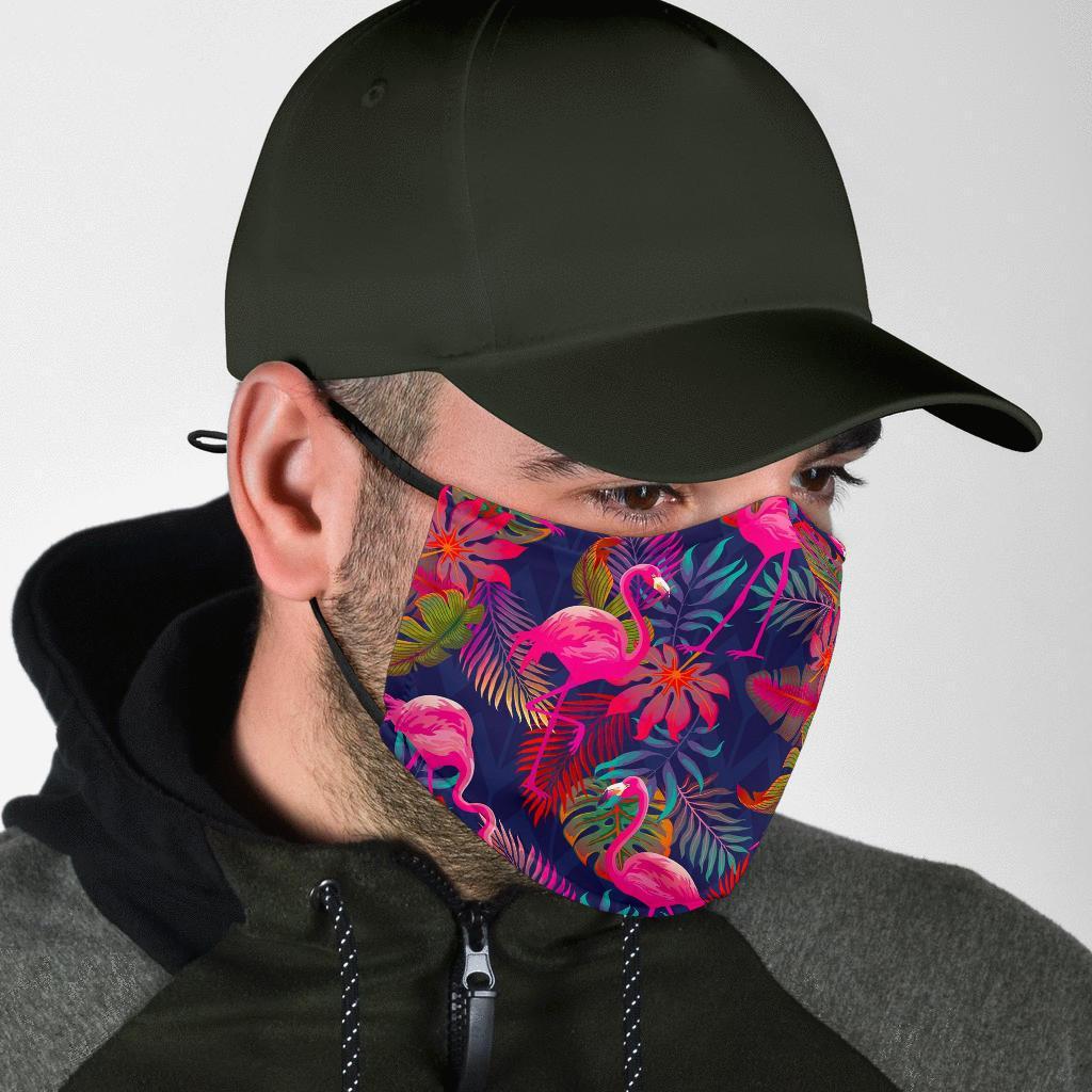 Tropical Flamingo Palm Leaves Hawaiian Floral Pattern Print Face Mask-grizzshop