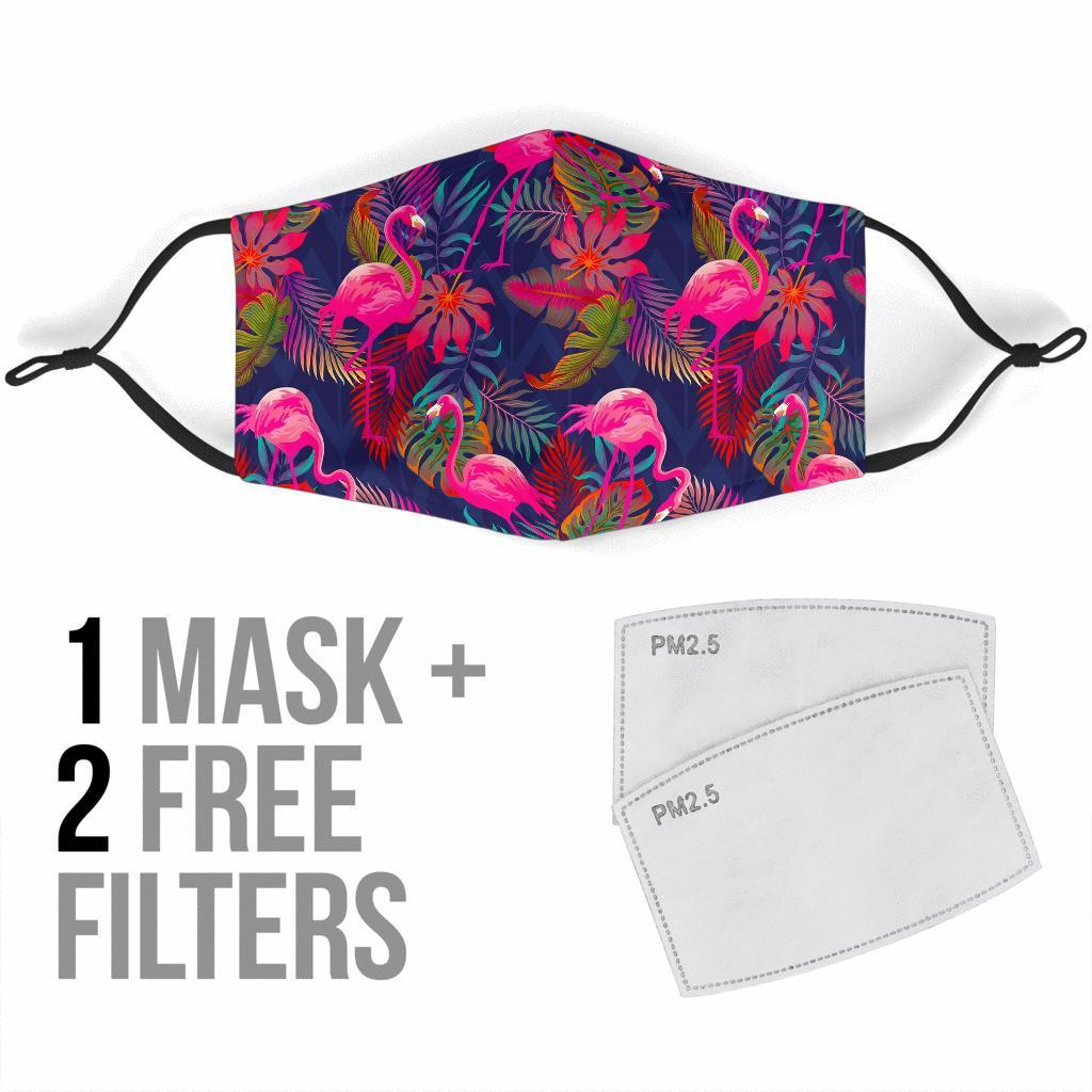 Tropical Flamingo Palm Leaves Hawaiian Floral Pattern Print Face Mask-grizzshop